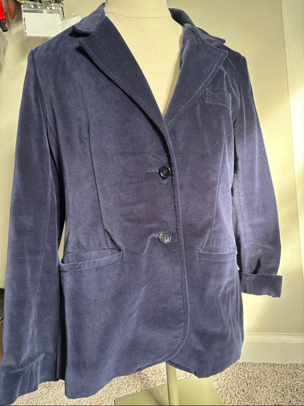 Women's Navy Velvet Blazer Jacket